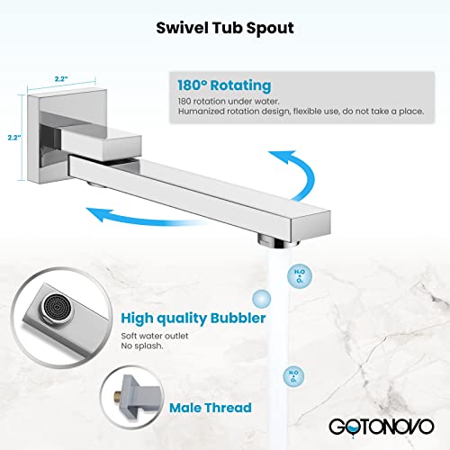 gotonovo Tub Shower Faucet Set with Valve Kit 8’’ Head,Polished Chrome | Shower System with Tub Spout,SUS304 Rain Head with Handheld Sprayer,Swivel Spout,All Metal,Rough-In Valve Trim Kit,Wall Mount - color: Chrome, size: 8’’ Head