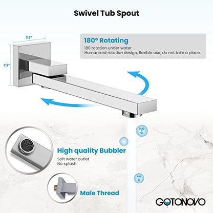 gotonovo Tub Shower Faucet Set with Valve Kit 8’’ Head,Polished Chrome | Shower System with Tub Spout,SUS304 Rain Head with Handheld Sprayer,Swivel Spout,All Metal,Rough-In Valve Trim Kit,Wall Mount - color: Chrome, size: 8’’ Head
