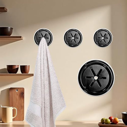 3PCS Black Adhesive Push Towel Hook Round Wall Mount Dish Towels Holder Kitchen Hook Self Adhesive Waterproof Hand Towels Holder for Bathroom Kitchen Home (Rice Grain, 4.2x2.2cm) - color: Rice Grain