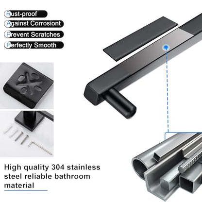YACVCL 5 Pieces Black Bathroom Accessorie Set 23.6 Inch Towel Bar Set,SUS304Stainless Steel Bathroom Hardware Set,Wall Mounted Towel Holder Set for Bathroom - color: Black