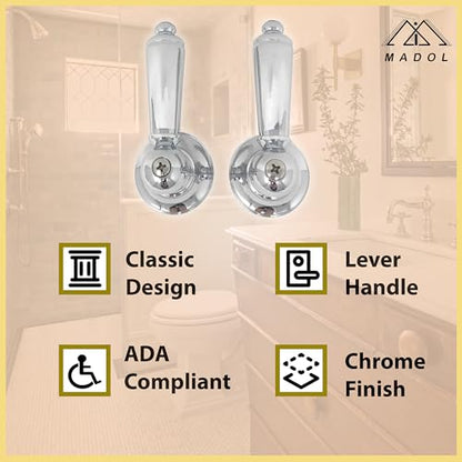 MI MADOL IMPORTS, LLC MADOL Lever Handle Adapter, Universal Cavity, Fits Most Bathroom Faucets, Chrome, Set of Two, ADA Compliant