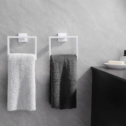 GERZWY Bathroom Towel Ring Stainless Steel Hand Towel Holder for Bath Kitchen Wall Mounted, White - color: White
