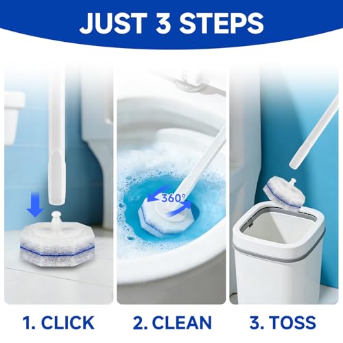 50 Count Disposable Toilet Brush, Toilet Cleaner Refills | Replacement Heads for Toilet Cleaning System,Compatible with Most Toilet Brushes