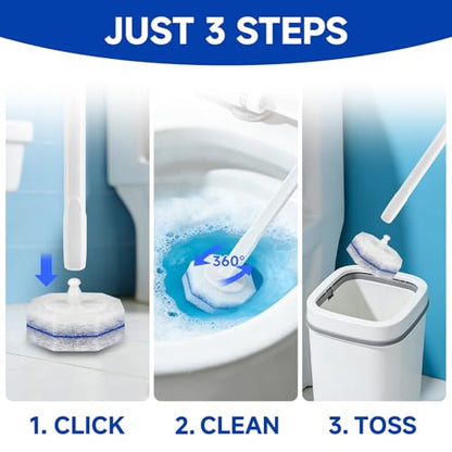 50 Count Disposable Toilet Brush, Toilet Cleaner Refills | Replacement Heads for Toilet Cleaning System,Compatible with Most Toilet Brushes