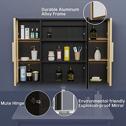 Upgrade Medicine Cabinets for Bathroom with Mirror and Storage Cabinets, 39.37”W x 27.56”H Surface Wall Mounted LED Medicine Cabinet with Lights, Defogger, Dimmer, Memory Fuction - size: 39x27 Inch