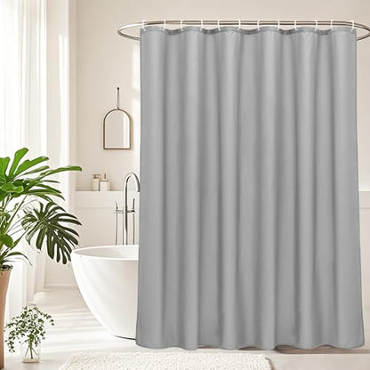 AooHome Hotel Shower Curtain Liner, Fabric Light Grey Shower Curtain with Hooks, Waterproof, 72 x 72 Inch - color: Light Grey, size: 72"W x 72"L (Pack of 1)