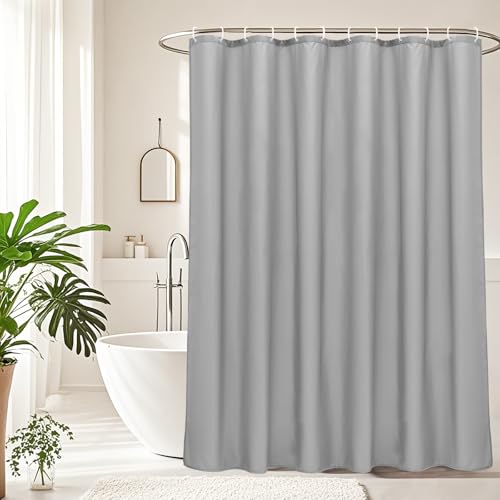 AooHome Fabric 48x72 Inch Small Shower Curtain, Stall Size Bathroom Curtain for Hotel, Water Repellent, Light Grey, 48 Width x 72 Height Inch - color: Light Grey, size: 48"W x 72"L (Pack of 1)