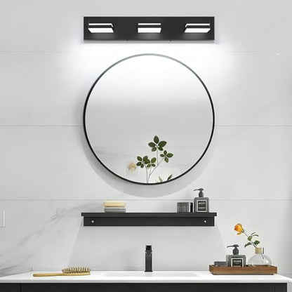 SineRise LED Modern Bathroom Vanity Light Fixtures, Modern Acrylic Bathroom Wall Lighting Fixtures Over Mirror, 3-Light, 24-Inch, Black, White - color: Black, White, size: 3-Light, 24-Inch