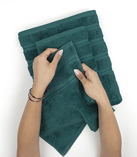 American Soft Linen 100% Cotton Luxury Turkish Towels, 6 Piece Towel Set | Soft Absorbent Quick Dry OEKO Tex Standard 100 Certificated Durable Machine Washable Premium Hotel Quality - color: Teal