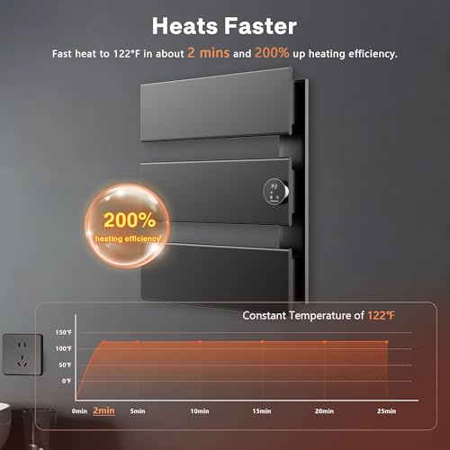 K&KALONZO Electric Towel Warmer Wall Mounted, Fast Heat in 2 Min, NTC Safety | 5 Timers & 3 Heat Levels Control, 2H Rapid Dry, Plug-In/Hardwired, Anti-Scald, Aluminum Heated Towel Rack for Bathroom, K3RB - color: Black, size: 3-Bar