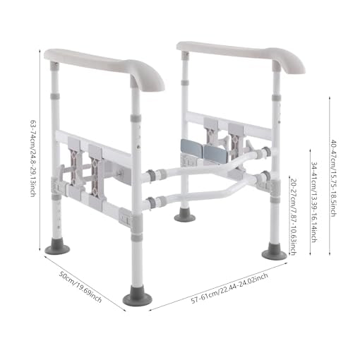 Toilet Safety Rails for Seniors, Stand Assist Aid Adjustable Height and Width Safety Frame with Handrail, Lift Assist Devices for Elderly & Handicap& Disabled, Fits Most Toilet Seats (Gray) - color: Gray