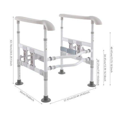 Toilet Safety Rails for Seniors, Stand Assist Aid Adjustable Height and Width Safety Frame with Handrail, Lift Assist Devices for Elderly & Handicap& Disabled, Fits Most Toilet Seats (Gray) - color: Gray