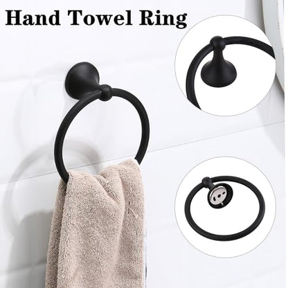 4 Piece Antique Bathroom Hardware Accessories Set Matte Black,24 Inch Towel Bar Set,Towel Rack Set,Bathroom Towel Holder Set - color: Matte Black