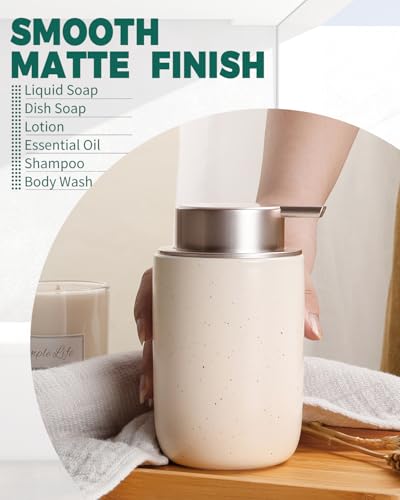 BosilunLife Lotion Pump Dispenser for Kitchen, Bathroom Countertop | Aprcot Soap Dispenser Bathroom Ceramic Dish Liquid Soap Dispenser (Apricot, Liquid Pump) - color: Apricot