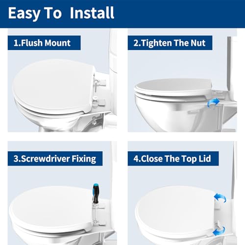 Round Toilet Seat 16.5 Inch, Soft Close Toilet Seat, Quiet No Slam Toilet Lid, Easy Install & Quick Release, Durable PP Plastic, Easy Clean, Fits Most Standard Round Toilets, White - color: White, size: without toddler seat 1 Pack