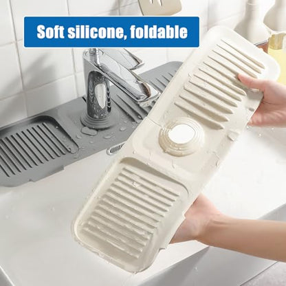 Kitchen Sink Faucet Mats, Faucet Protectors and Drain Mats, Kitchen Sink Sponge Holders, Kitchen Sink Area Drainboards, Kitchen Sink Mats(Clear,17.7x3.9in) - color: Clear, size: 17.7x3.9in