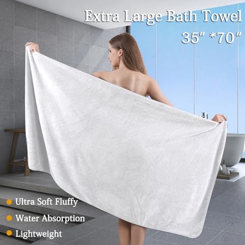 Ycosy Extra Large Bath Towels Set 35x70 Inches - White Luxury 600 GSM Oversized Bath Sheet Towel,Ultra Soft Microfiber - Quick Dry,Highly Absorbent Shower Towels Spa Hotel Bathroom Towel Set (4-Pack) - color: White, size: 4 Piece Bath Towel
