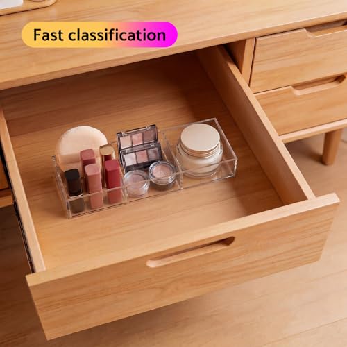3 Section Clear Acrylic Drawer Organizer Tray, Office & Makeup Drawer Organizer (11.8x4.3 inch) - size: 4'' x 12''