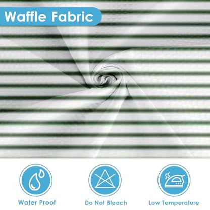 3 in 1 Shower Curtain and Liner,72 x 72 inch, Striped Green | Modern Rustic Grey Modern Double Layers Waterproof Fabric with See Through Top Window Open Grommet Bath Curtain - color: Green Striped