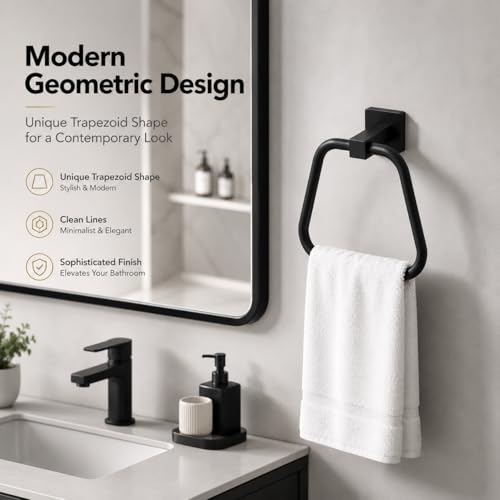 Matte Black Towel Ring for Bathroom 2 Pack, Kitchen Bath Towel Holder Hangers Wall Mount Heavy Duty Stainless Steel - color: Matte Black, size: 2 Pack