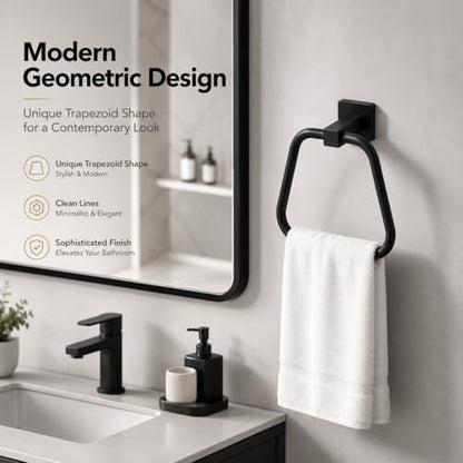 Matte Black Towel Ring for Bathroom 2 Pack, Kitchen Bath Towel Holder Hangers Wall Mount Heavy Duty Stainless Steel - color: Matte Black, size: 2 Pack