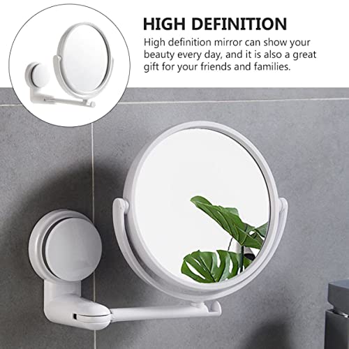 Beauty Wall- Angle Style Cosmetic Cup and Hotel with for Mirror, Adjustable Wall- Mounted Mounted Swivel Punch- Suction Degree Small Wall Hanging Makeup Mirror Folding - color: White