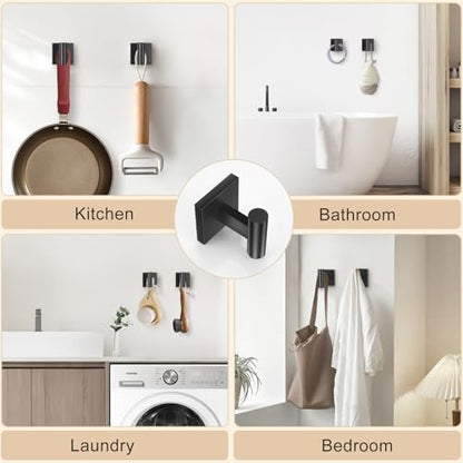 Towel Ring Set 4 Piece Bathroom Hardware Set Includes Towel Ring 2 Towel Hooks and Toilet Paper Holder Stainless Steel Wall Mounted (Matte Black) - color: Matte Black, size: Set C