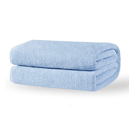 Xinrjojo Blue Microfiber Quick Dry Bath Towel Super Soft Plush Highly Absorbent (1 Pack) - color: Blue