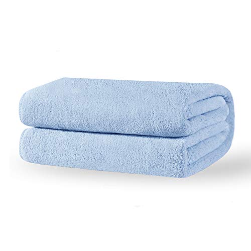 Xinrjojo Blue Microfiber Quick Dry Bath Towel Super Soft Plush Highly Absorbent (1 Pack) - color: Blue