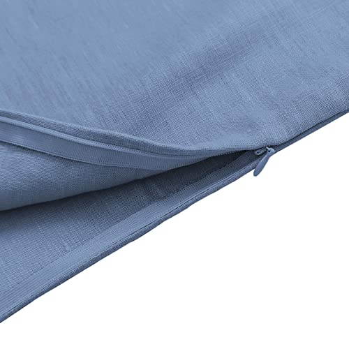 Amazhiyu Pure Linen Over The Door Laundry Hanging Hamper Bag with Bottom Zipper and Pockets Cyan Blue - color: Cyan Blue