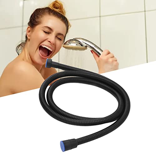 59in Shower Hose, 3 Layers Pressure Stainless Steel Flexible Long Shower Hose with Hot Cold Nozzles, Universal Fit for Bathroom Replacement (Black) - color: Black
