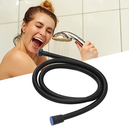 59in Shower Hose, 3 Layers Pressure Stainless Steel Flexible Long Shower Hose with Hot Cold Nozzles, Universal Fit for Bathroom Replacement (Black) - color: Black