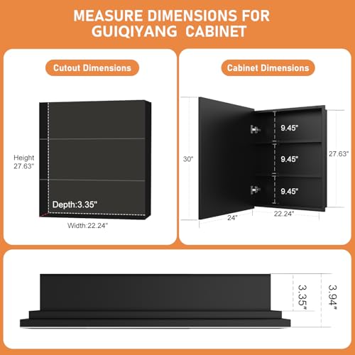24X30 Inches Medicine Cabinet, Wall Mounted Bathroom Cabinet wirh Beveled Mirror, Recessed or Surface Medicine Cabinet with Storage - size: 24X30 IN