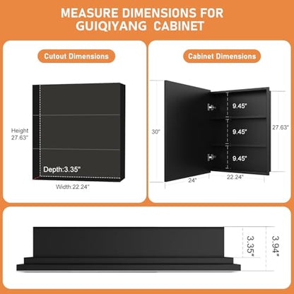 24X30 Inches Medicine Cabinet, Wall Mounted Bathroom Cabinet wirh Beveled Mirror, Recessed or Surface Medicine Cabinet with Storage - size: 24X30 IN