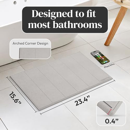 Stone Bath Mat for Bathroom, Diatomaceous Earth Bath Mat, 24" x 16", 1 Pack | Modern Alternative to Fabric Mats, Quick Drying, Fast Water Absorption, Includes Non-Slip Mat & Sanding Tool, Easy to Clean - style: Modern Minimalist