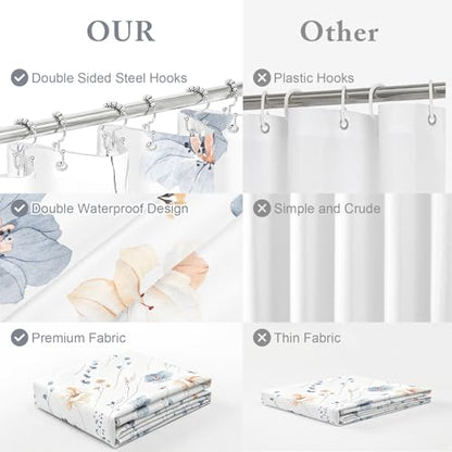 Long 3 in 1 Shower Curtain Set, 72x78 | Long 3 in 1 Shower Curtain Set, PEVA Liner Set & 12 Double Sided Steel Hooks, Waterproof Fabric Bathroom Curtain - color: Blue, size: 72"W x 78"L (Pack of 1)