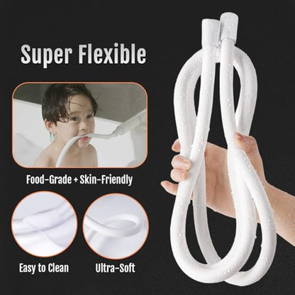 Shower Hose SHORT, Ultra-Soft Silicone Shower Hose Extension, Anti-Kink Designed Long Handheld Shower Head Hose Replacement with Brass Insert and Nut, 39 Inches, Silver - color: Silver, size: 39 Inches