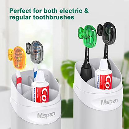 Mspan Electric Toothbrush Cover Cap: Brush Head Protector Cute Plastic Clip Pod - Toothbrush Travel Case for Traveling & Home - 4 Packs - color: Orange, Green, Grey, Black