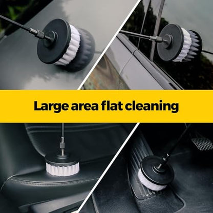 Drill Power Cleaning Brush Set of 4, Power Scrubber Brushes with Extended Attachment, All Purpose for Floor, Tub, Shower, Tile, Bathroom and Kitchen Surface, White - color: White