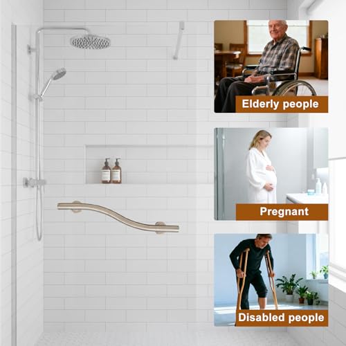 24 Inch Wave Grab Bar, Polished Chrome Shower Handrail, 2 Pack | 304 Stainless Steel, Wave Shaped Fully Welded 1.25" Tube, ADA Compliant Safety Handrail for Elderly & Disabled - color: Wave Shaped Polished, size: 24 inch - 1.25 inch Dia