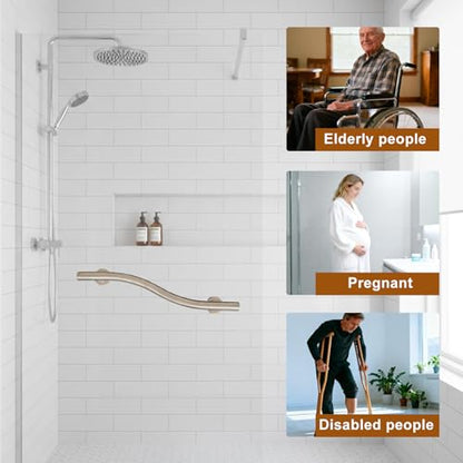 24 Inch Wave Grab Bar, Polished Chrome Shower Handrail, 2 Pack | 304 Stainless Steel, Wave Shaped Fully Welded 1.25" Tube, ADA Compliant Safety Handrail for Elderly & Disabled - color: Wave Shaped Polished, size: 24 inch - 1.25 inch Dia