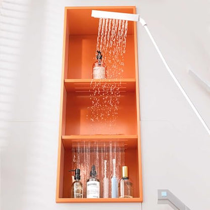 Stainless Steel Shower Niche Wall Insert Recessed Double Shelf Shower Storage for Bathroom Living Room, 70x28x12.5cm, Orange - color: 3 layer