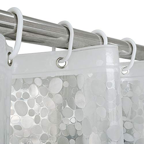 AooHome 72 Wx66 L inch Bathroom Curtain, 3D Stone Shorter Shower Liner with Bottom Magnets, Water Repellent, Semi Transparent - color: Cobblestone, size: 72"W x 66"L (Pack of 1)