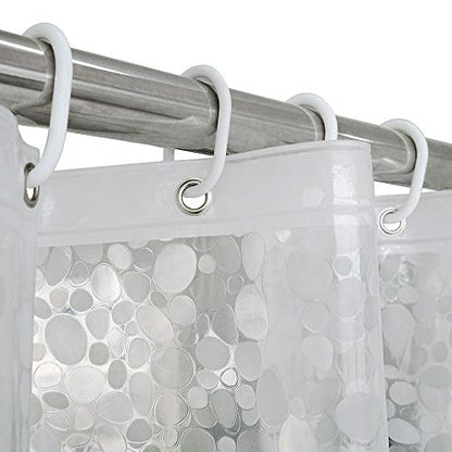 AooHome 72 Wx66 L inch Bathroom Curtain, 3D Stone Shorter Shower Liner with Bottom Magnets, Water Repellent, Semi Transparent - color: Cobblestone, size: 72"W x 66"L (Pack of 1)
