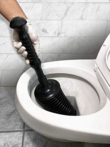 Master Plunger MP1600-TB 1.6 Gallon Low Flush Toilet Plunger with Funnel Nose Design. Tall Bucket included, Black