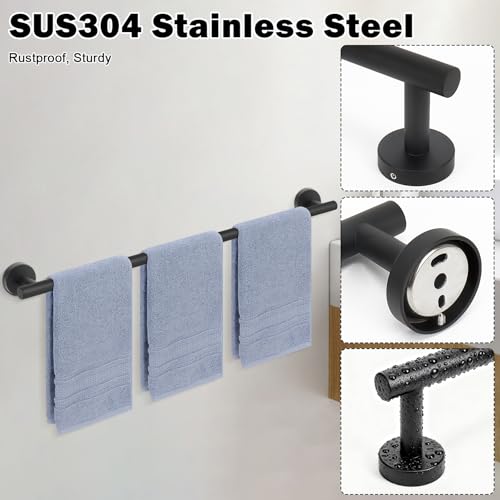 Livabber Bath Towel Bar, 304 Stainless Steel Towel Rack, Heavy Duty Towel Holder Wall Mounted for Bathroom/Kitchen, Usable Hanging Length-30 Inch, Total Length-33 Inch (Black) - color: Black, size: 33 Inch