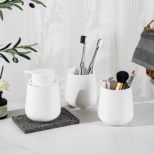 Agyiuns Soap Dispenser, Ceramic Foaming Soap Dispenser with Easy-to-Press Pump for Bathroom (White Foam Dispenser)