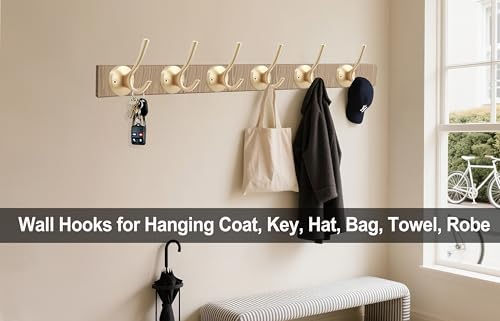 TOFIIGREM Gold Wall Hooks, 5 Pack Coat Robe Hook Heavy Duty Metal Double Bath Hook Wall Mounted, Hand Towel Hooks for Cubicle Bathroom Kitchen Closet Garage - color: Gold, size: 5 Pack