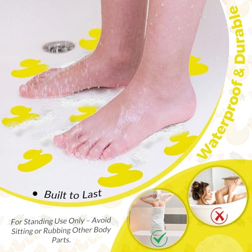 S&X Bathtub Non Slip Stickers for Kids, 12-Pack Cartoon Duck Shower Non Slip Stickers - Comfortable High Grip On Slippery Surfaces - size: Duck