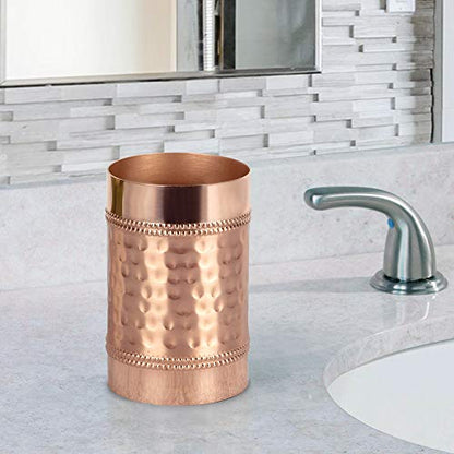 nu Steel Hudson Copper Decorative Stainless Steel Tumbler Cup for Bathroom Vanity Countertops for Rinsing,Drinking,Storing Dental Accessories and Organizing Makeup Brushes,Eye Liners-Copper (HSC5H)